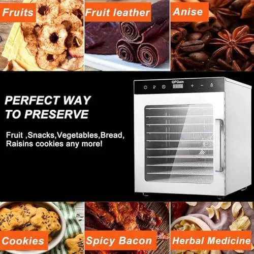 Vista 7 de 1000W Commercial Freeze Dryer, 12-Layer Food Dehydrator with Timer 0-24H, Adjustable Temp 86℉-194℉, Electric Fruit, Vegetable, Meat, Seafood Drying