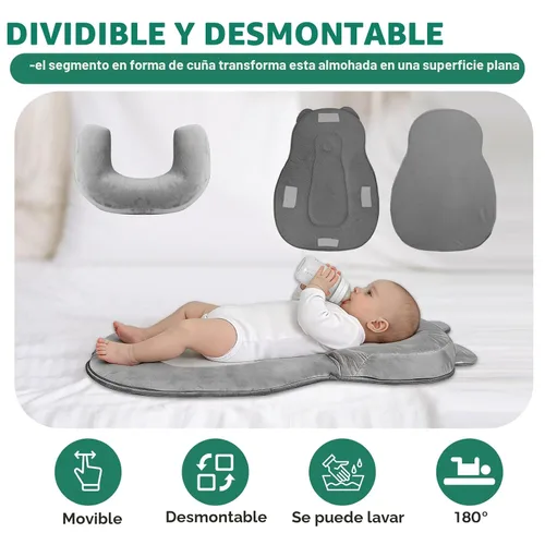 Vista 5 de Rootling - Almohada de alimentación para bebé, almohada de alimentación antidesbordamiento para reducir la saliva, almohada de lactancia