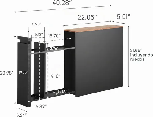 Vista 3 de YAMAZAKI Home Armario de almacenamiento extraíble para baño con parte Negro