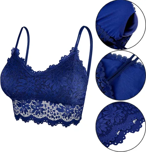 Vista 2 de Duufin - Bralette de encaje para mujer, con relleno, estilo banda, 5