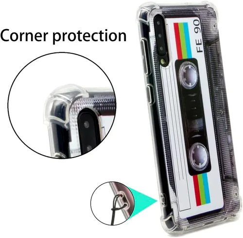Vista 2 de FAteamll Funda para Galaxy A50 con esquinas reforzadas, TPU suave parachoques retro Cassette Cassette Funda compatible con Samsung Galaxy A50 / A50s