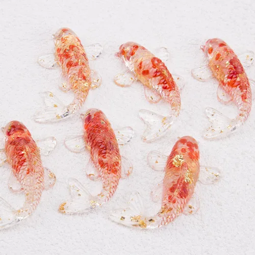Vista 6 de 6 piezas hechas a mano en miniatura Koi Fish Red Crystal Decor Resina Soplado Fish Fgurines Feng Shui Lucky Goldfish Ornamento Estatua