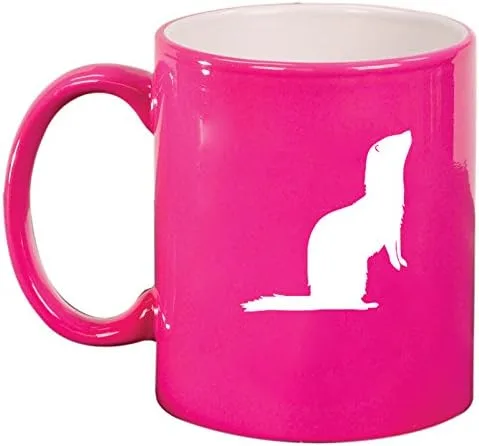 Vista 4 de Cerámica Café Té Taza hurón, Negro