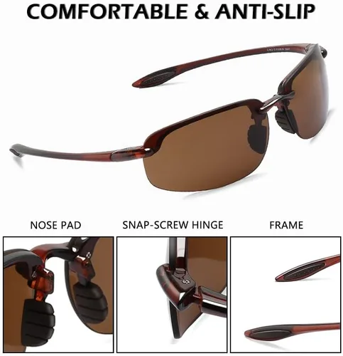 Vista 5 de WISTON Lentes de sol polarizados deportivos para hombres y mujeres, marco sin montura Tr90, para correr, pesca, béisbol, conducir, W8001