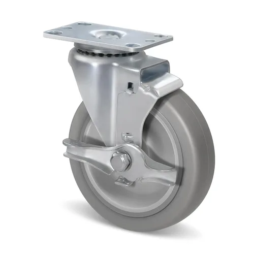 Vista 23 de Ruedas resistentes de 3 pulgadas, ruedas giratorias con frenos, ruedas de placa con rueda de goma para muebles, plataforma, camión, carrito