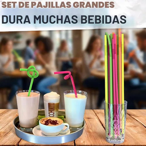 Vista 9 de Pajitas extra largas desechables, 200 popotes flexibles de plástico extralargos, elásticos de 17.1 a 19.5 pulgadas, flexibles para formas Varios