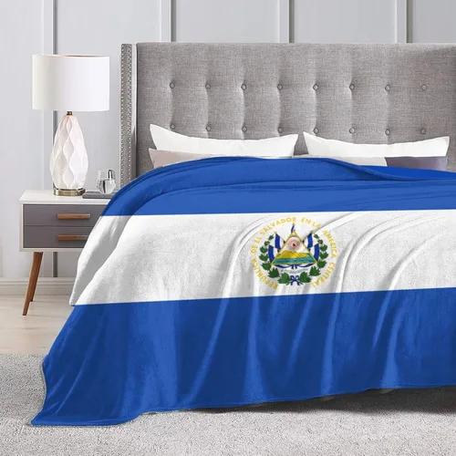 Vista 5 de Manta de franela con diseño de bandera de El Salvador, suave y afelpada, acogedora manta de franela para sofá, cálida y decorativa