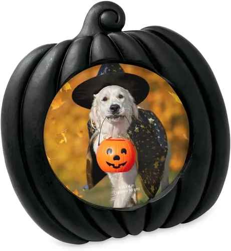 Vista 9 de Isaac Jacobs - Marco de fotos en forma de calabaza de 4 x 4 para decoración de Halloween u otoño, mesa de fotos y exhibición de pared para colgar