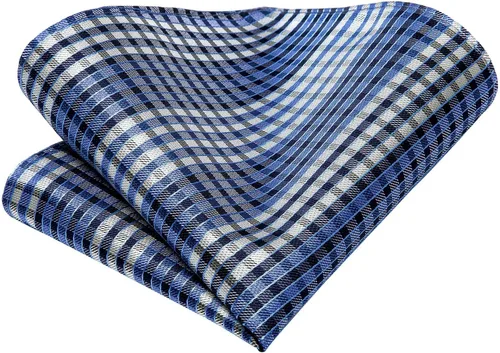 Vista 282 de Hi-Tie Corbata clásica de cachemira para hombre con pañuelo y gemelos a cuadros