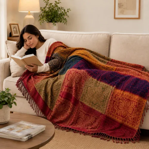 Vista 4 de amorus Boho Sofa Cover, Throw Blankets for Couch (M, 60x75 Inches)