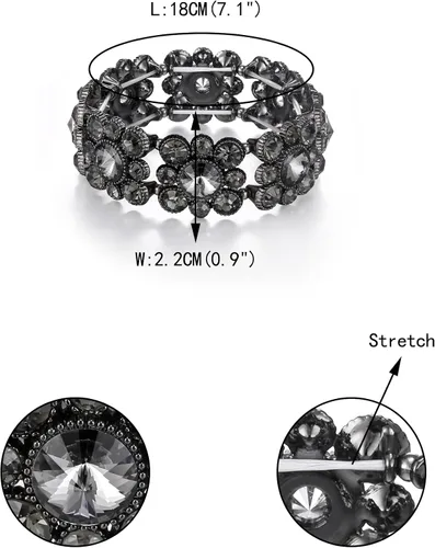 Vista 4 de EVER FAITH Round Austrian Crystal Vintage Style Elastic Stretch Bracelet