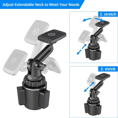 Vista 4 de Soporte magnético para teléfono - Soporte universal para automóvil con base ajustable y brazo extensible, compatible con todos los teléfonos