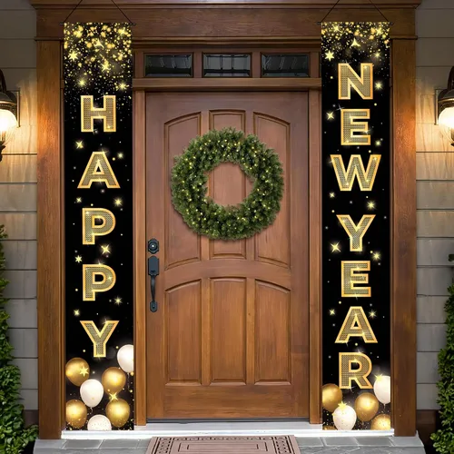 Vista 9 de KatchOn, Cartel para puerta de feliz año nuevo, 72 x 12 pulgadas, pancarta de puerta de año nuevo, decoraciones de Año Nuevo 2026, pancarta de feliz