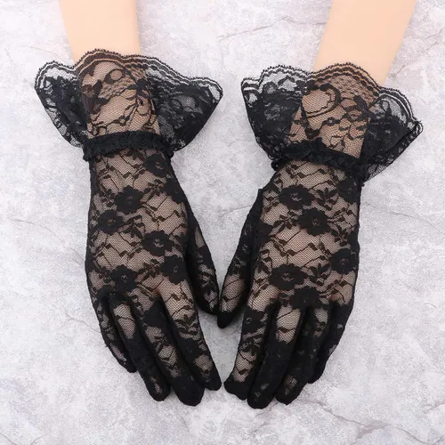 Vista 2 de Simplicity Guantes de encaje floral vintage para mujer