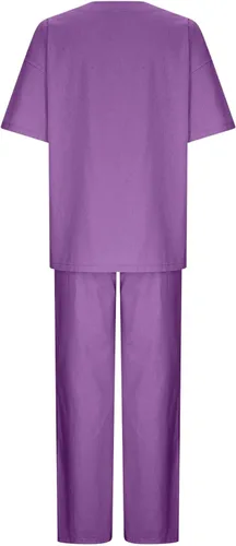 Vista 36 de Conjuntos de verano de 2 piezas para mujer, conjuntos elegantes y casuales de color liso, para verano, otoño, cuello redondo, tops y pantalones
