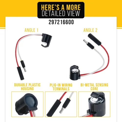 Vista 3 de PartsBroz - Termostato de descongelación para congelador 297216600 actualizado [puntas de bricolaje incluidas] por PartsBroz – Pieza compatible