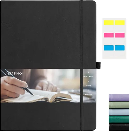 Vista 18 de EMSHOI Diario punteado, 8.5 x 11 pulgadas, tapa dura de cuero para mujeres y hombres, 192 páginas, cuaderno de cuadrícula de puntos de 100 GSM
