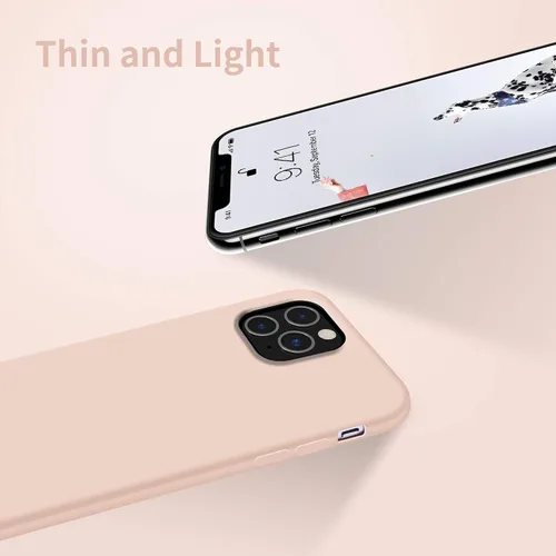 Vista 4 de OTOFLY Funda compatible con iPhone 11 Pro, ultra delgada, de silicona líquida, antiarañazos, a prueba de golpes, con forro de microfibra (rosa)