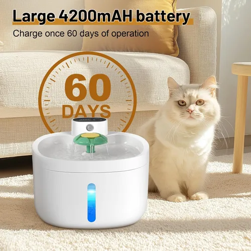 Vista 4 de Fuente de agua para gatos, fuente para gatos, dispensador de agua para mascotas de 91 onzas/2.6 L, fuentes de bebida recargables para gatos y perros