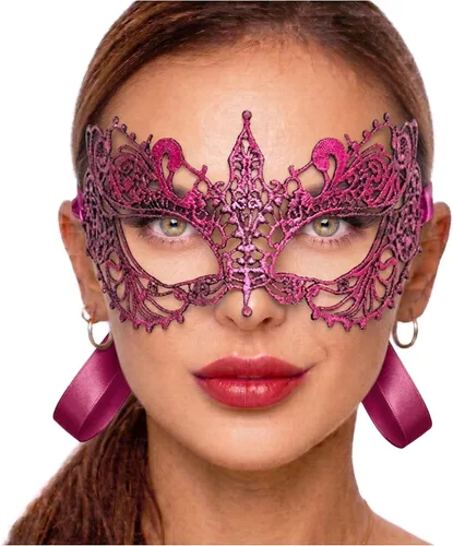 Vista 60 de Masquerade Mask For Women Lace Masquerade Mask for Masquerade Party, Proms, Venetian Party, Mardi Gras, Halloween & Cosplay Ana Bg Pluma de Pavo Real