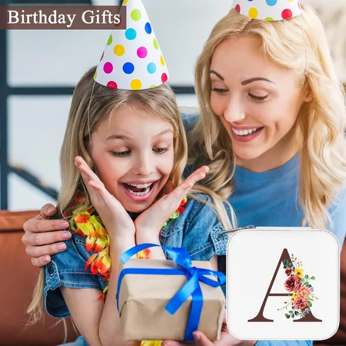 Vista 7 de Parima Joyero de viaje para joyas Esenciales de viaje, pequeño organizador de joyas con iniciales, cajas de joyería, regalos personalizados