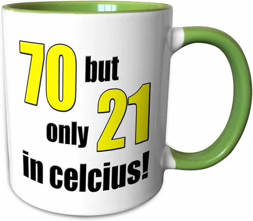 Vista 9 de 3dRose 70 but only 21 in Celsius. Yellow. 11oz Two-Tone Black Mug