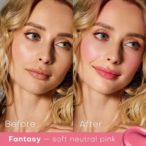 Vista 3 de KIMUSE Rubor líquido para mejillas, tinte hidratante para labios y mejillas Rosa neutro suave de fantasía