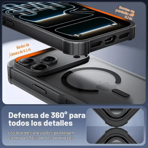 Vista 5 de Yriklso Funda magnética para iPhone 18 Pro y 17 Pro, color negro