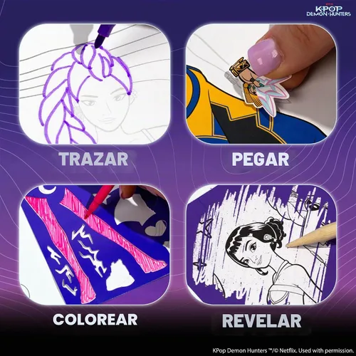 Vista 4 de Netflix Kpop Demon Hunters - Juego de diseño de moda HUNTR/X, kit de bocetos de moda, más de 25 elementos esenciales de diseño con calcomanías