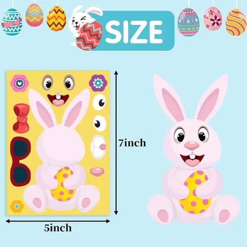 Vista 3 de Joy Bang 30 hojas de calcomanías de Pascua para niños, manualidades de Pascua, juegos, actividades, haz tu propio huevo de Pascua, calcomanías