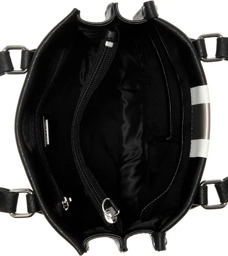 Vista 4 de GUESS Factory Issa Mini bolsa para mujer, mármol negroblanco