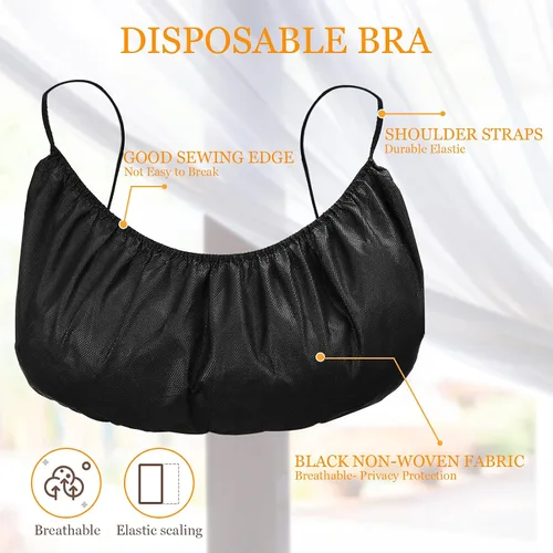 Vista 3 de Geyoga 100 piezas de sujetadores desechables no tejidos para mujer, ropa interior desechable para spa, paquete individual