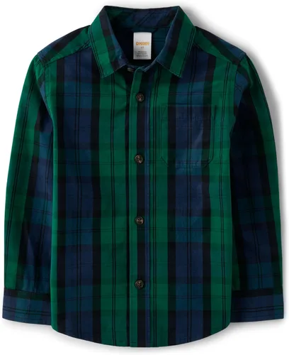 Vista 3 de Gymboree Camisa de manga larga con botones para niños y niños pequeños Rojo