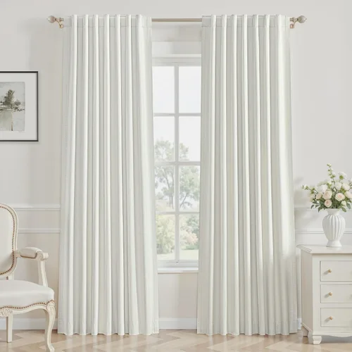 Vista 12 de Cortinas opacas de 54 pulgadas de largo para dormitorio, sala de estar, cortinas beige con aislamiento térmico, oscurecimiento de la habitación
