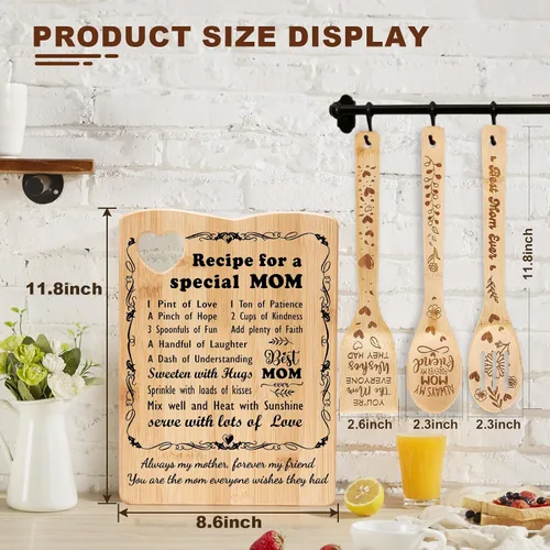 Vista 2 de Regalos para el día de la madre para mamá, regalos de cumpleaños para mamá de hija hijo, juego de tabla de cortar para mamá, regalo ideal