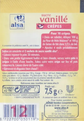 Vista 3 de Alsa Azúcar con sabor a vainilla con extracto de vainilla natural - Paquete de 12 x 0.26 oz