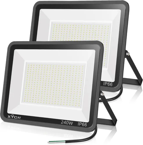 Vista 12 de XYCN Paquete de 3 reflectores LED de 100W, reflector LED impermeable IP66 para exteriores, luces de seguridad exteriores súper brillantes