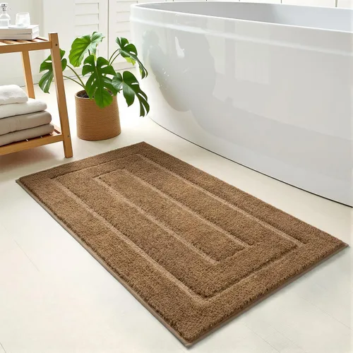 Vista 32 de HOMORE Alfombra de baño negra de 24 x 17 pulgadas, suave y absorbente, alfombra de baño pequeña, alfombra de baño lavable antideslizante para bañera