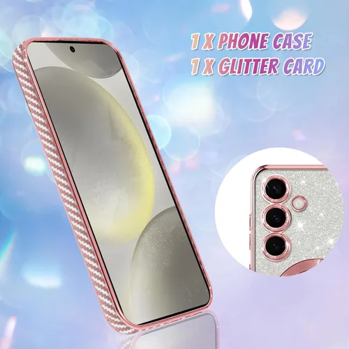 Vista 694 de Bonoma - Funda compatible con Samsung Galaxy S21 Plus, diseño de corazón con purpurina, color rosa Support for MagSafe, Plating Magnetic Case TPU