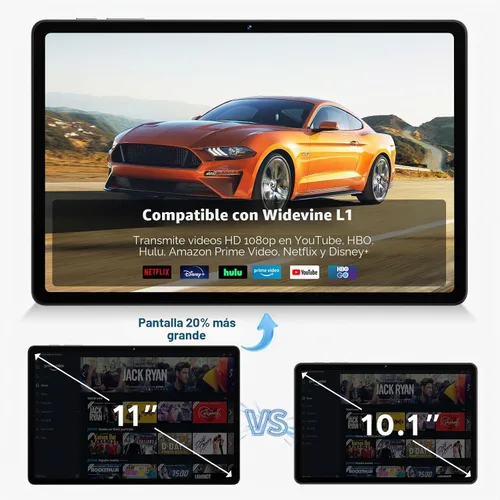 Vista 3 de Tableta Frameflow de 11 pulgadas, tableta Android 16, gris Octa-Core, 20GB RAM + 128GB ROM, 1TB Expandable, 90Hz IPS Touchscreen, 8800mAh, WiFi 6
