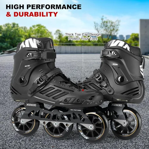 Vista 5 de Patines en línea de 3 ruedas para adultos, mujeres y hombres, ruedas profesionales para fitness al aire libre de 0.118 x 4.331 in, patines unisex