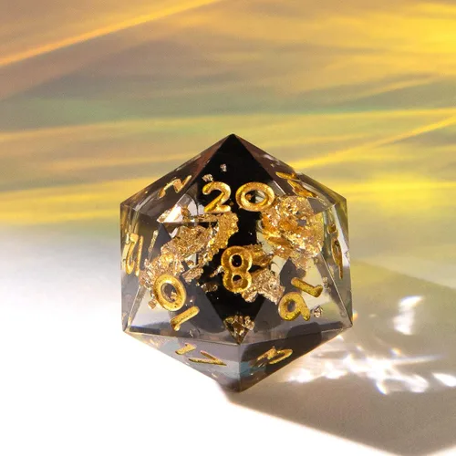 Vista 9 de Dados multifacéticos DND D20 individuales de resina con borde afilado de 20 caras D&D, poliédricos hechos a mano de 0.866 in para Calabozos