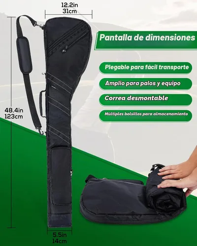 Vista 3 de Big Teeth Bolsa de golf domingo, pequeña bolsa de golf ligera, bolsa de golf Par 3 para unos pocos clubes, práctica con correa de transporte Negro