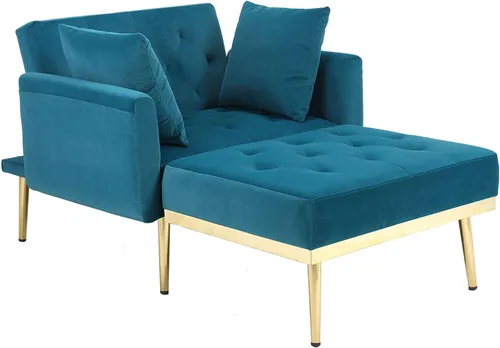 Vista 3 de BEEY Sofá individual de tela, cómodo sillón tapizado, muebles de sala de estar, sofá biplaza azul marino de 53 pulgadas, sofás pequeños