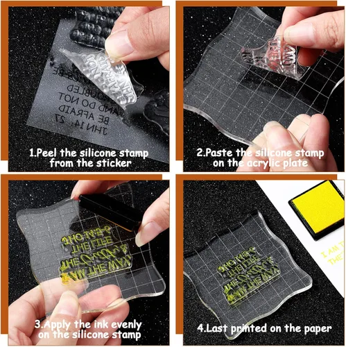 Vista 6 de 6 sellos de goma transparente con versículo bíblico cristiano para hacer tarjetas, 4 hojas de versículo bíblico cristiano, sello de goma