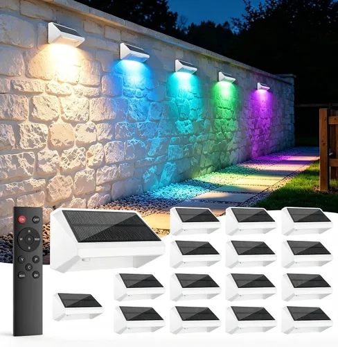 Vista 29 de Luces solares para valla al aire libre, paquete de 12 luces RGB Blanco
