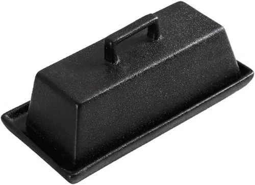 Vista 3 de Sizikato Mantequillera de porcelana con tapa, negro puro, 7.5 pulgadas