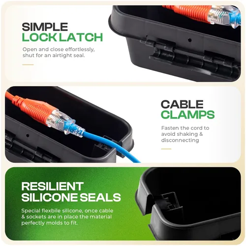 Vista 6 de SockitBoX Caja Eléctrica Original para Exteriores Impermeable - Pequeña Cubierta de Cable de Extensión para Exteriores con 6 Entradas de Cable