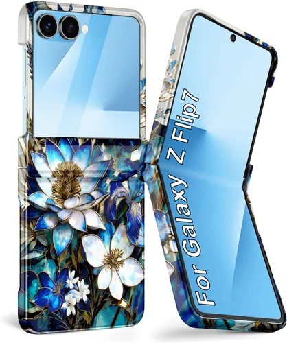 Vista 21 de Btscase Funda para Samsung Galaxy Z Flip 6, protector de pantalla frontal integrado, patrón de mármol dorado con purpurina de policarbonato duro