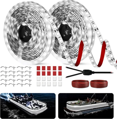 Vista 10 de Tira de luces LED marinas, pontón, lancha, tira de luz LED de 12 V, impermeable, luz interior de cubierta para kayak, barcos Jon, barcos de pesca
